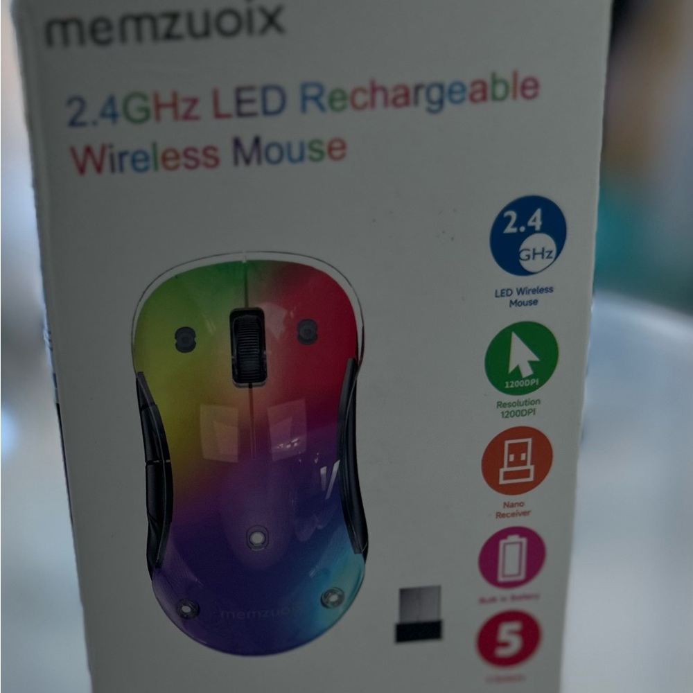 Memzuoix Wireless Mouse with LED Lights